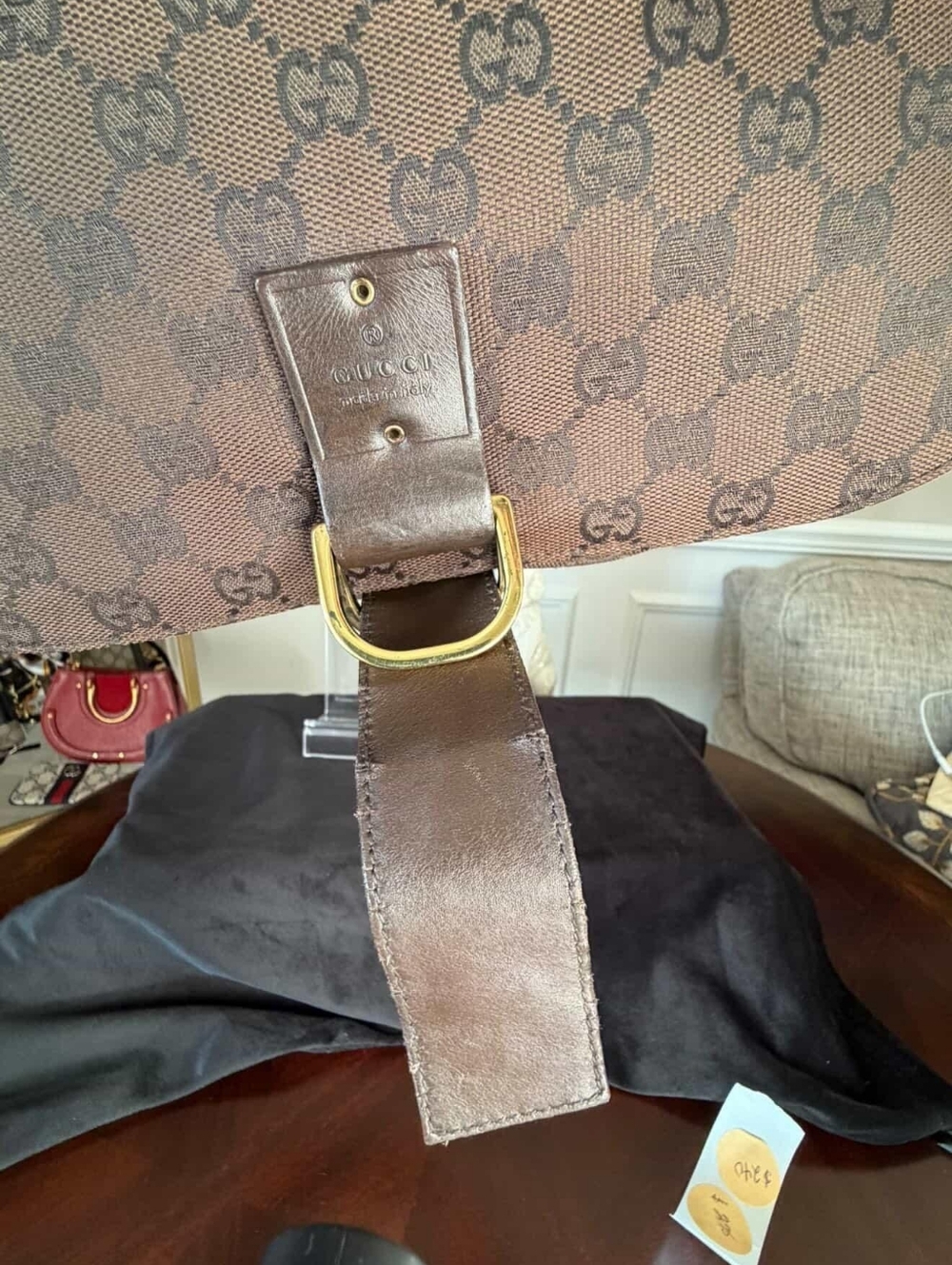 Gucci GG Canvas D-Ring Shoulder Bag Brown Monogram Tom Ford Era - Picture 8 of 11